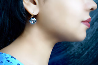 Blue shimmer hanging earrings jewellery by divuscreations