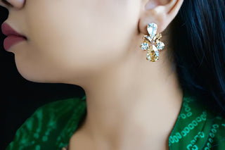 Gold plated earrings made with Swarovski crystals India