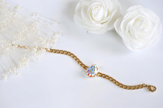 Swarovski studded bracelet made with gold plated chain at divuscreations.com 