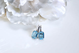 Blue earrings made with Swarovski crystals divuscreations