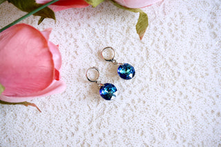 Blue dark silver earrings Divuscreations