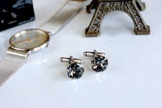 Cuff links for men made with Swarovski crystals divuscreations