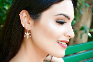 rose gold lever back sparkling earrings