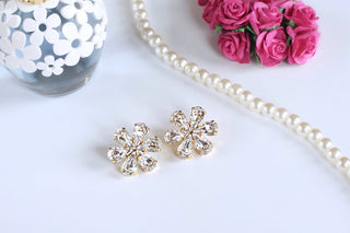 Elegant white crystal earrings made with Swarovski elements online at divuscreations 