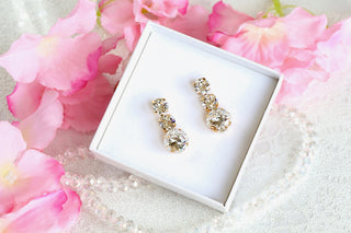 stunning white crystal earrings from divuscreations